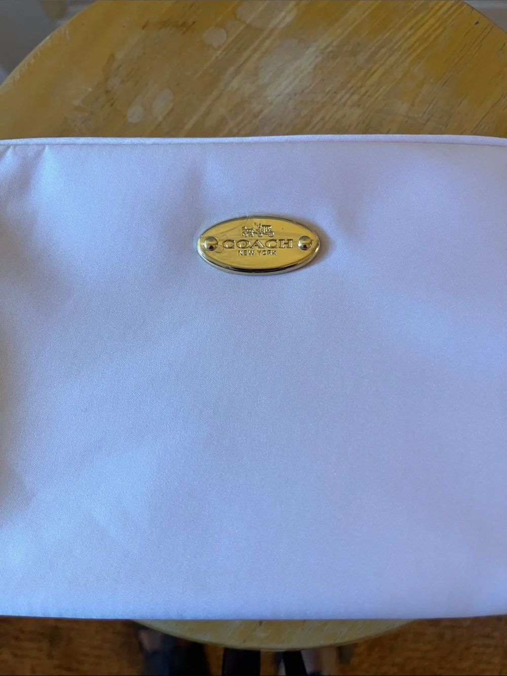Coach Pale Pink Cosmetic Case with Gold Plaque 9X6